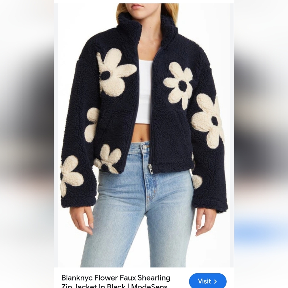 Blank NYC Black and Cream Faux Shearling Jacket